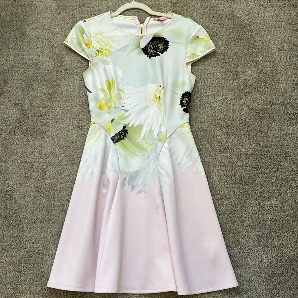 Ted Baker floral mid length dress. Hardly ever worn, work from home now